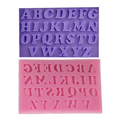 China Yiwu Factory Wholesale Viable Cambria Classic Uppercase Font 26 Classic English Letters Form Silicone DIY Fondant Cake Decorating Molds for sale