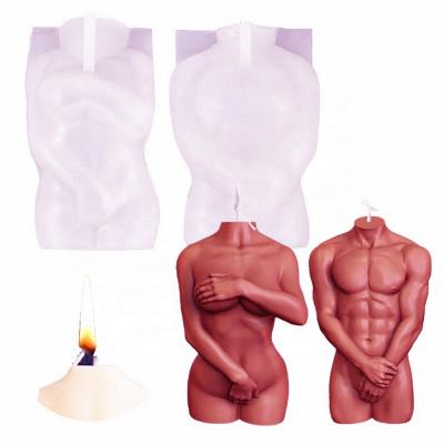 China Europe Man Woman Upper Body Hands Bare Covering Genital Breast Forms DIY Silicone Aroma Plaster Wax Resin Ornaments Wax Candle Mold for sale