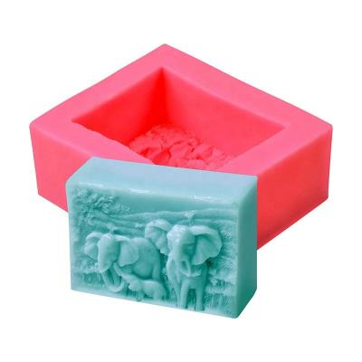 China Factory Supply Rectangle 3 Elephant Family Shape Silicone DIY Incense Resin Plaster Ornament Craft Pedant Wax Loaf Viable Mold for sale