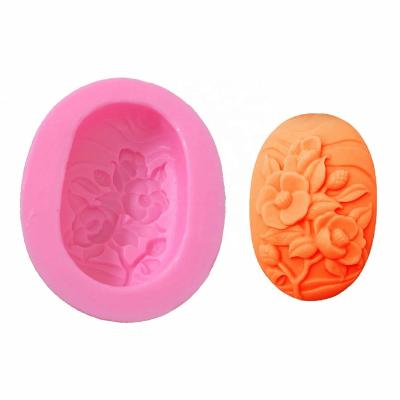 China Large 4 Interesting Plant Viable Oval Roses Flower Buds Form Silicone Incense Wax Resin Gypsum Plaster Ornaments Handwork Soap Mold for sale