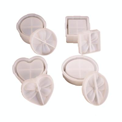 China New Europe Factory 4 Models Heart Shaped Oval Silicone Cover Butterfly Cylinder Epoxy Resin Wax Craft Storage Box Diy Molds for sale