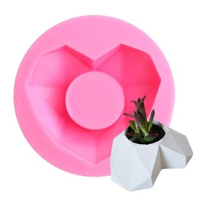 China Yiwu 3D Art Design Heart Shape DIY Garden Medium Concrete Desktop Flower Pot Candle Holder Succulent Container Mold Eco-friendly Durable Desktop for sale