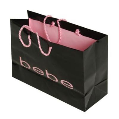 China Luxury Black Custom Made Shopping Bags With Logo For Cosmetics Packaging for sale