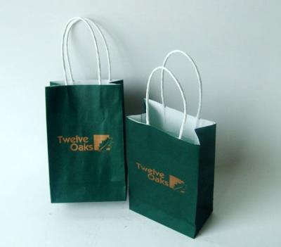 China White Kraft Paper Custom Printed Paper Shopping Bags Recyclable , CMYK / PMS Colors for sale