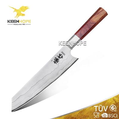 China Viable Stunning 7 Layers US 440C Burning Style Plated Steel Blade 8 Inch Japanese Kiritsuke Chef Knife for sale