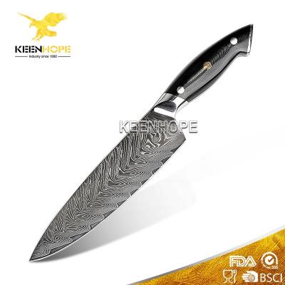 China Viable High Quality 67 Layers Damascus Fish Bone Steel Chef Knife 10Cr15CoMoV 8 Inch Hollow Handle Group Of Ten Damascus Kitchen Knife Set for sale