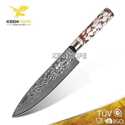 China 100% Viable Inspection Good Quality Damascus Knife 67 Layers Damascus Steel With VG10 Core 8 Inch Chef Knife Vacuum Heat Treatment Blade for sale