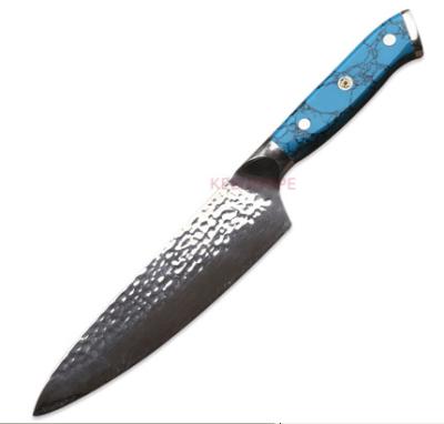 China Viable High Quality Handmade Damascus Chef Knife Damascus Steel 8 Inch Knife With VG10 Core 60HRC Professional Sharp Kitchen Knife for sale