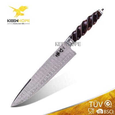 China Sustainable Luxury Japanese Knife Damascus Chef Knife 8Inch Steel Japanese Knife USA DamasteelRWL 34 Damascus Steel Drop Ironwood Handle for sale