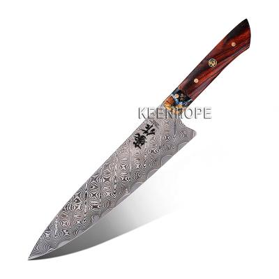 China Durable Handmade 89 Layers Damascus Steel VG10 Blade Cleaver Japanese Brass Inlayed 8 Inch Flaky Stone USA Nakiri Drop Ironwood Handle for sale