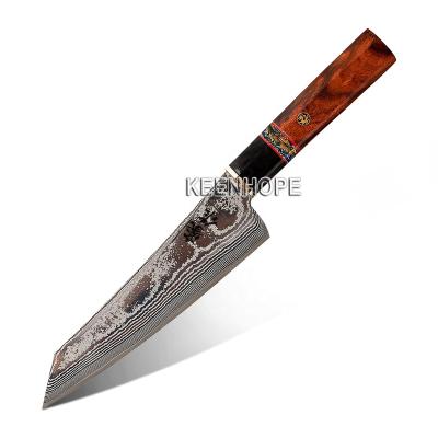 China Viable Handcraft Damascus Knife 8 Inch Kiritsuke 83 Layers Damascus Steel With Core VG10 Buffalo Horn Inlayed USA Flaky Stone Ironwood for sale