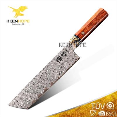 China Viable Handcraft 89 Layers Damascus Steel VG10 Blade 8 Inch Japanese Cleaver Brass Inlayed Nakiri Knife Flaky Stone USA Abandon Ironwood for sale