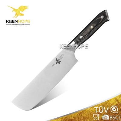 China 7 Inch Cleaver Knife Nakiri Japanese Kitchen Knife Germany 1.4116 Din Durable Professional Stainless Steel With HEROISM 56HRC for sale