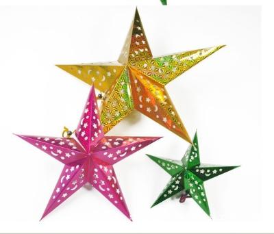 China GiveU Products Five Handmade Hanging Paper Star Christmas Wedding Anniversary Decoration Panel Gold For Christmas Wedding Birthday Party Decoration for sale