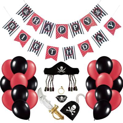 China Decorative For New GiveU Pirate Birthday Party Kit Cosplay Kid Birthday Decorative Props Letter Themed Banner Balloon for sale