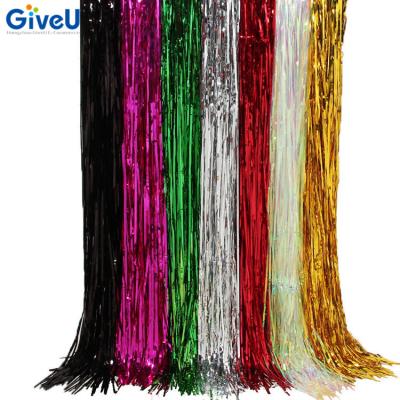 China Metallic Aluminum Tinsel Curtain Hot Decoration Wedding Bridal and Party Decoration Tinsel Curtain GiveU for sale