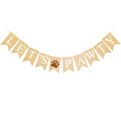 China Dog Birthday Party Supplies 2022 New Trend Pet Party Banner Linen LEFT USA PAWTY Dog Birthday Party Supplies for sale