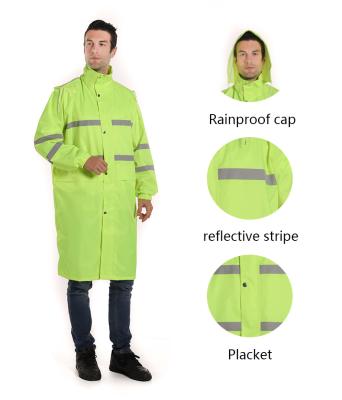 China High Visibility Emergency Safety Hat Long Waterproof Windproof Standard Quality Raincoat for sale