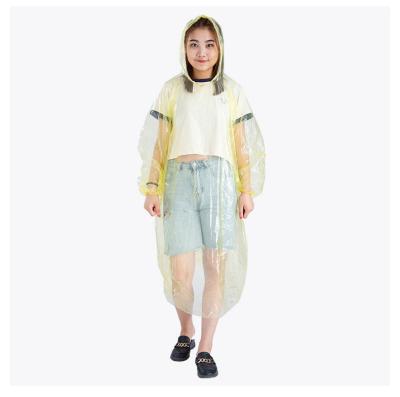 China Fashion men and women windproof raincoat waterproof cheap pe for disposable light yellow custom material raincoat for sale