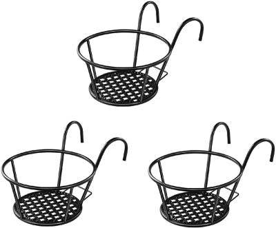 China Modern Art Rack Hanger Hanging Baskets Flower Pot Iron 3 Pack - Great for Porch or Fence Patio Balcony Planters Assemble for sale