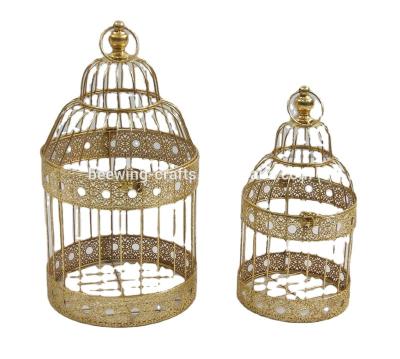 China China Decorative Metal Gold Flower 2/S Round Birdcage for sale