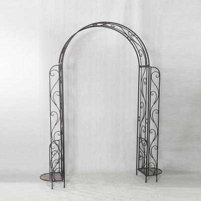 China Hot Selling Outdoor Furniture Garden Metal Rose Arch Iron With Flower Pot Holders For Wedding Decoration for sale