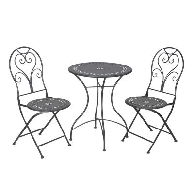 China Large Folding Bistro Metal Outdoor Furniture 3pc Patio Set & 2 Chairs & 1 Table, Weather-Resistant Outdoor/Indoor Conversation Set For Patio for sale