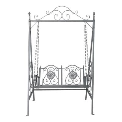 China Best Selling Outdoor Furniture Garden Decorative Swing Handmade Cozy Iron Patio Swing With Cast Iron Decor On The Back for sale