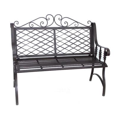 China Square-in-Squares Outdoor Furniture Factory Direct Entry Wrought Iron Garden Bench for sale