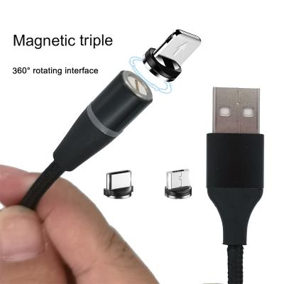 China Custom Speed ​​Factory Price OEM Logo Fast Charging Mobile Phone 3 in 1 Type C Micro USB Lighting Cables Magnetic Fast Charging 540 Data Cable for sale