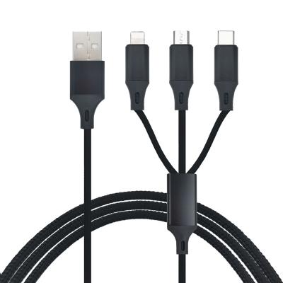 China Cheapest Multi Function Multi Data Transfer Cable 1M 3in1 USB Data Cable Charging Cable with Type-C, USB Port Connectors for Iphone for sale