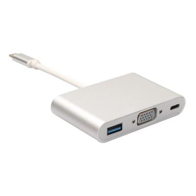 China Multifunction 3 in1 COMPUTER USB C to VGA+PD+ USB Adapter TYPE C Hub for Macbook for sale