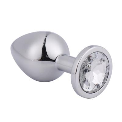 China Stainless Steel Sex Toys Promotional Silver Metal Butt Plug Steel Anal Anus Jeweled Plug Toy Medium Size Cheap Price for sale