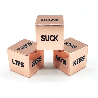 China 2pcs/set Sex Dice Sex Game Novelty BDSM Love Dice Adult Game Game Rose Gold Sex Toys Adult Metal Dice 6 Sides for sale