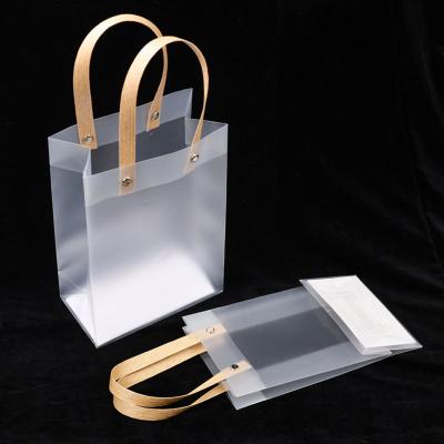 China Recyclable Spot large stock 10sizes PP Plastic Frosted Transparent bag with custom logo for shopping promotion Advertising and gift for sale