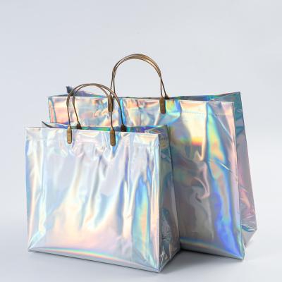 China Eco PVC Shopping Bag Clear Frosted Custom Plastic Bags Transparent Logo Handle Gift Bag for sale