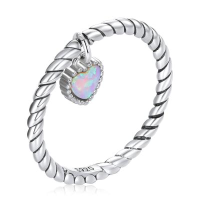 China Popularity 925 Sterling Sliver Simple Opal Heart Love Round Pearl 6 7 8 Size Rings For Women Female Original Jewelry SCR807 for sale