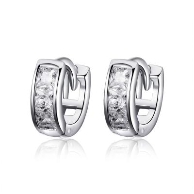 China Popularity Amazon 925 Sterling Silver Dazzling Cubic Zircon Geometric Small Stud Earrings For Women Silver Jewelry Earrings SCE515 BAMOER for sale