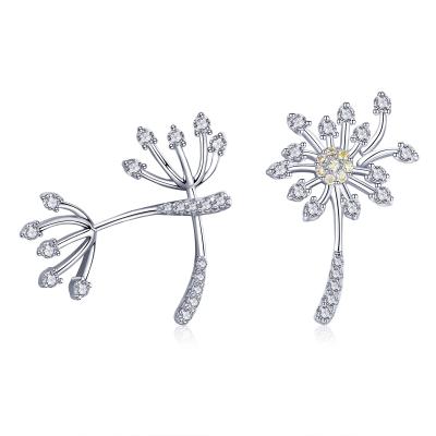 China Exquisite Genuine Popular 925 Sterling Silver Blooming Dandelion Love Stud Earrings For Women Fashion Silver Jewelry SCE506 for sale