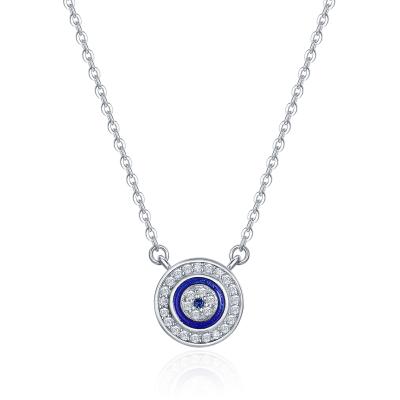 China Hot Selling 100% Popular 925 Sterling Silver Lucky Blue Eye CZ Clear Luxury Silver Jewelry SCN165 Women Pendant Necklace for sale