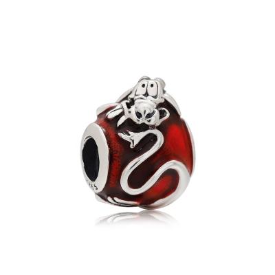 China Original TRENDY Cute Dragon Woman Pendant Charm Fit 925 Sterling Silver Jewelry Red Enamel Bead and Bracelet Making Gift for sale