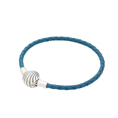 China Genuine Shell Blue Leather Bracelet BOHEMIA Bracelet 925 Sterling Silver Woman Jewelry Charm and Bracelet Jewelry Making for sale