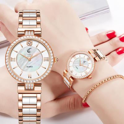 China Double Shell Surface Strap Trend Fashion Buckle Ladies Quartz Watch Original Imported Movement Waterproof Ceramic Butterfly Quartz for sale