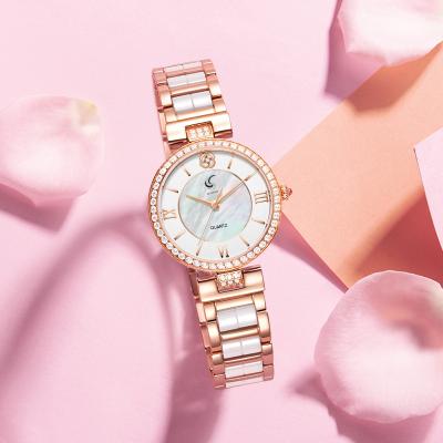 China Fashion\Elegant Ladies Quartz Watch Shell Dress Strap Watch Imported Quartz Movement Butterfly Double Ceramic Watch 50m Waterproof Popular Buckle Luxury for sale