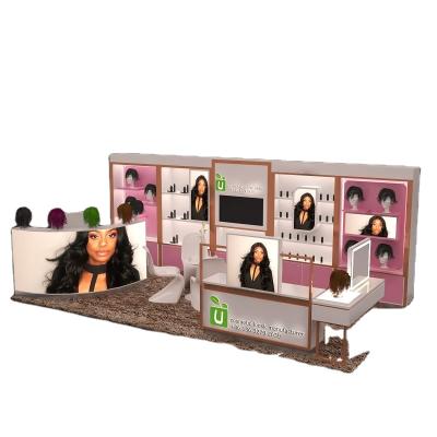 China Classic Customized Wig Display Kiosk Retail Mall Wig Display Stand for sale