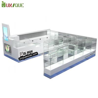 China Stylish Mobile Phone Shop Design Mobile Phone Kiosk In Mall Phone Shell Display Cabinet for sale