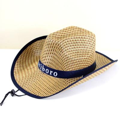 China Can put customer's logo on the hat summer beach sun protection folding straw hat handmade natural western women's straw cowboy hat for sale