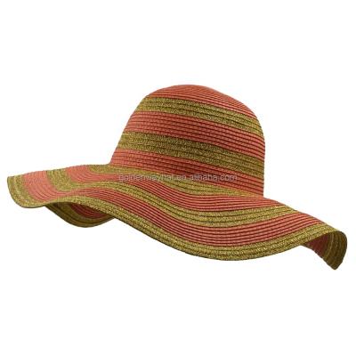 China Hand Striped - Women's Soft Woven Striped Summer Beach Straw Hats for sale