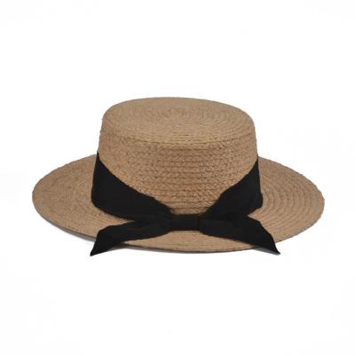 China 2022 high quality natural dobby flat surface wheat straw hat round the brim sun straw hat women wide hat for sale