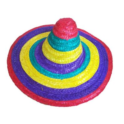 China Can put customer's logo on Straw Party Performance Adult Male Hat Natural Colored Mexico Sombrero for sale